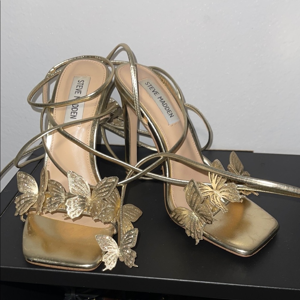 Steve Madden Metallic Gold Butterfly Heels